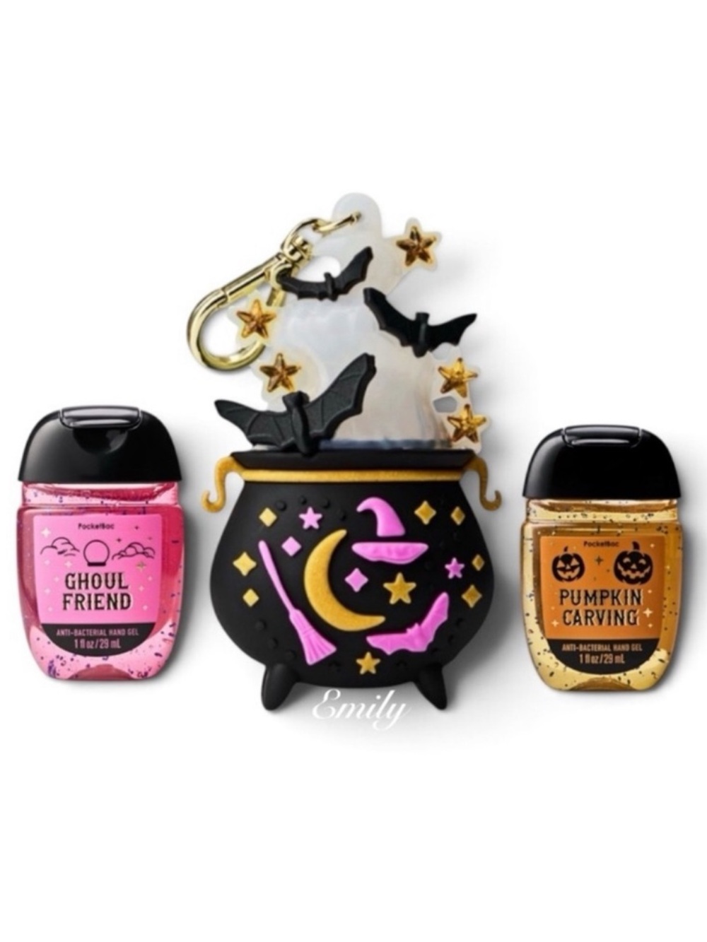 Bath & Body Works Cauldron PocketBac sanitizer Holder Halloween Ghost Bat 2026